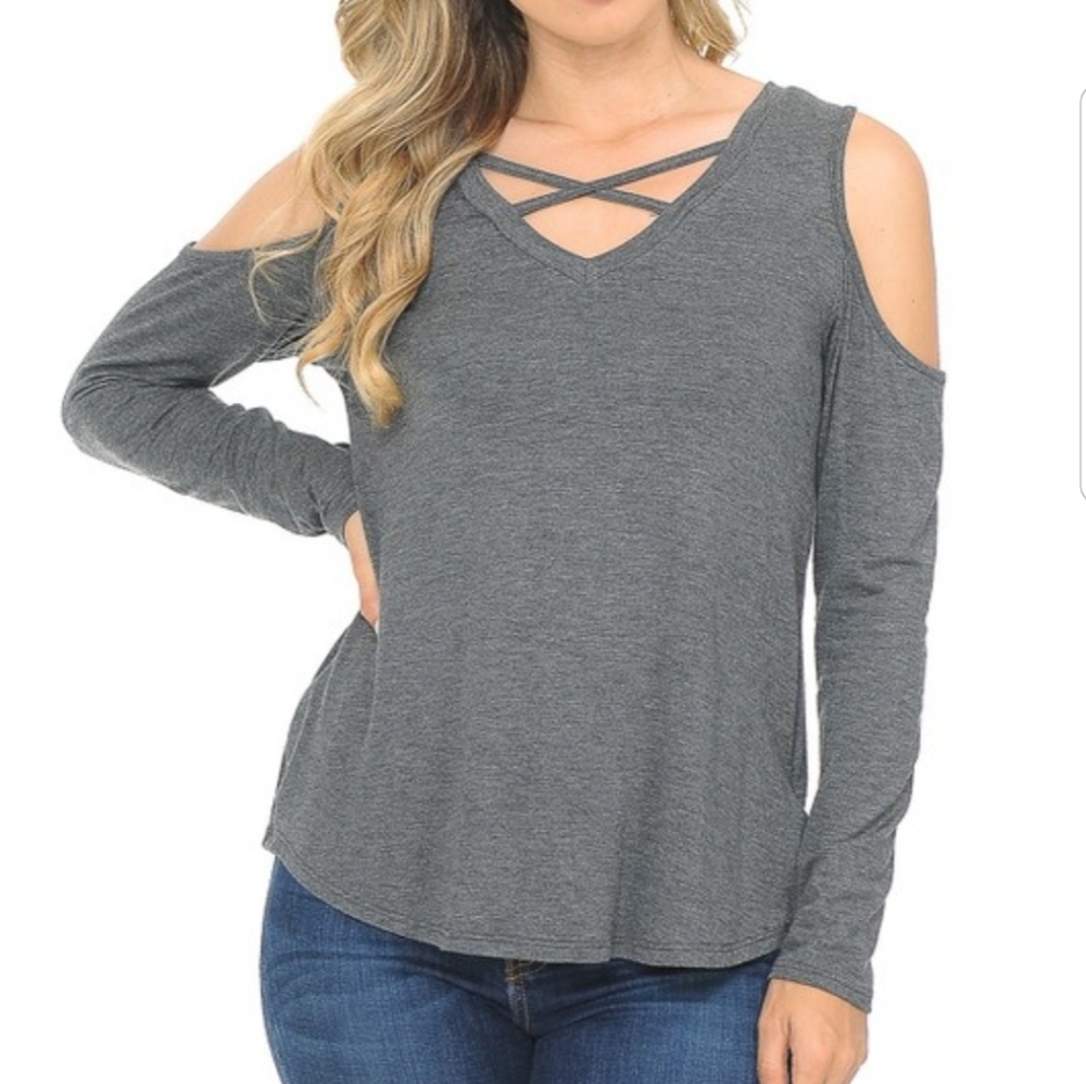 Grey Off The Shoulder Longsleeve